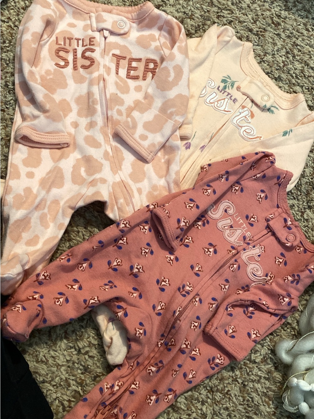 Preemie Pink 'Little Sister' Pajama Sleepers - 3-Pack